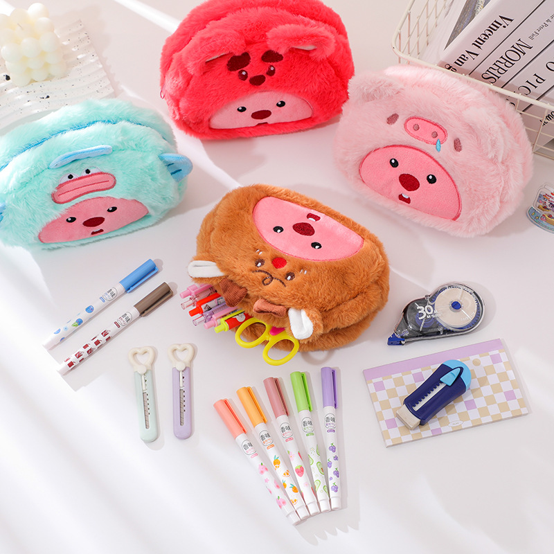 Cartoon Plush Pencil Bag Stude - School Supplies review and price