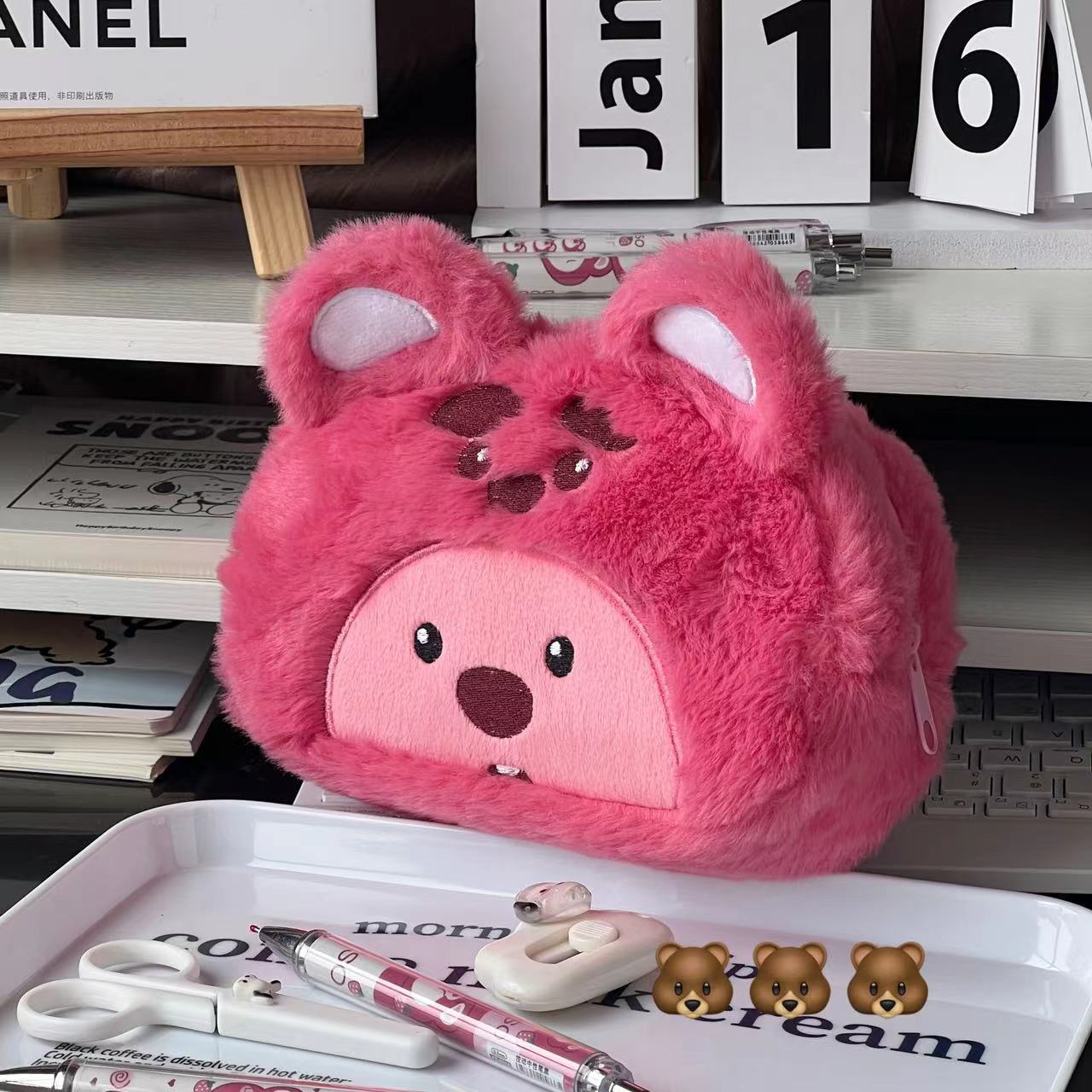 Cartoon Plush Pencil Bag Stude - School Supplies review and price